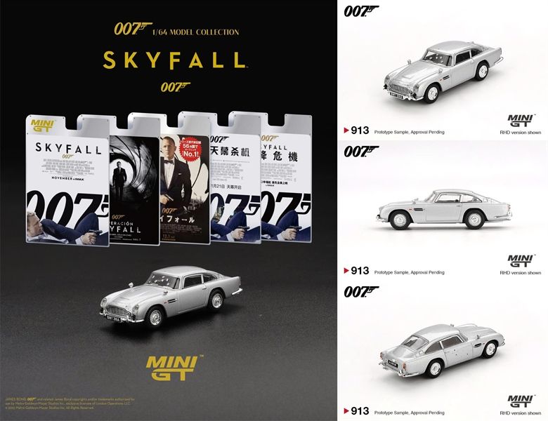  Mô hình xe ô tô Aston Martin DB5 “Skyfall” Packaging (NO CHASE CAR) bản card tỉ lệ 1:64 MiniGT MGT00913-007 
