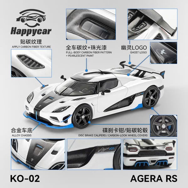  Mô hình xe Koenigsegg AGERA RS bản box tỉ lệ 1:64 Happy Car HC OT64936 