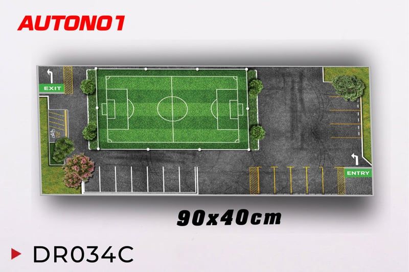  Phụ kiện thảm sa bàn chống trượt mô phỏng diorama bãi đỗ xe có sân bóng kích thước 90x40 cho mô hình xe 1:64 Autono1 PT034 