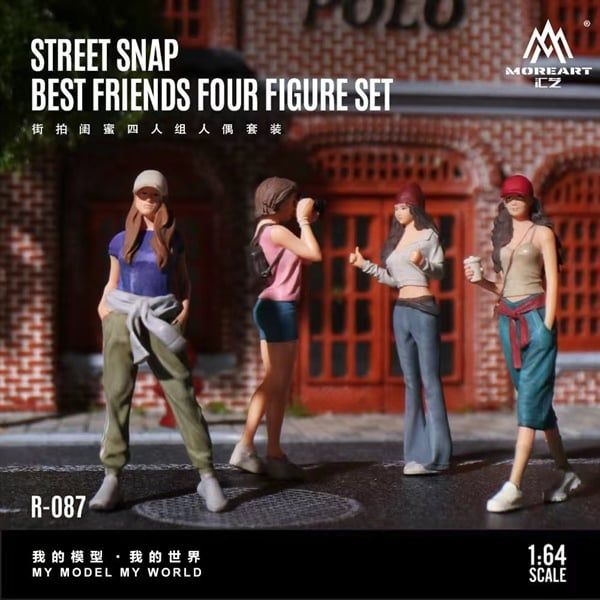  Set 4 mô hình nhân vật figure nữ đường phố Street Style Besties Quartet Figure Set - Resin Sculpture tỉ lệ 1:64 MoreArt MO223087 