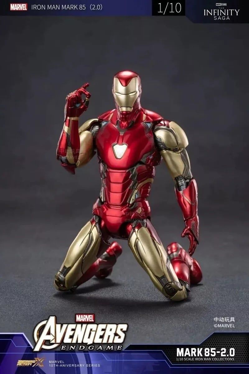  Mô hình nhân vật Marvel Iron man người sắt Mark 85 MK85 SHF Avengers Endgame Ver 2.0 có đèn led + phụ kiện tỉ lệ 1:10 18CM ZD Toys ZM74 FG264E 