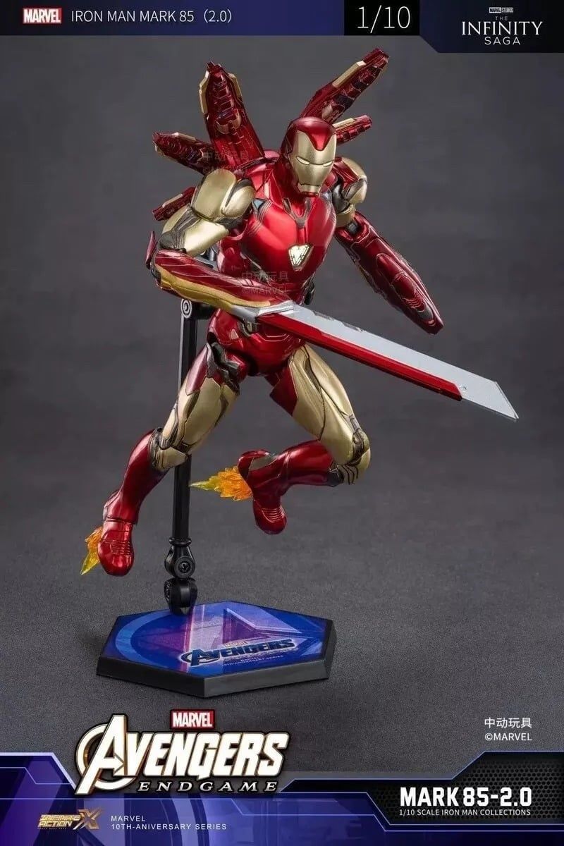  Mô hình nhân vật Marvel Iron man người sắt Mark 85 MK85 SHF Avengers Endgame Ver 2.0 có đèn led + phụ kiện tỉ lệ 1:10 18CM ZD Toys ZM74 FG264E 
