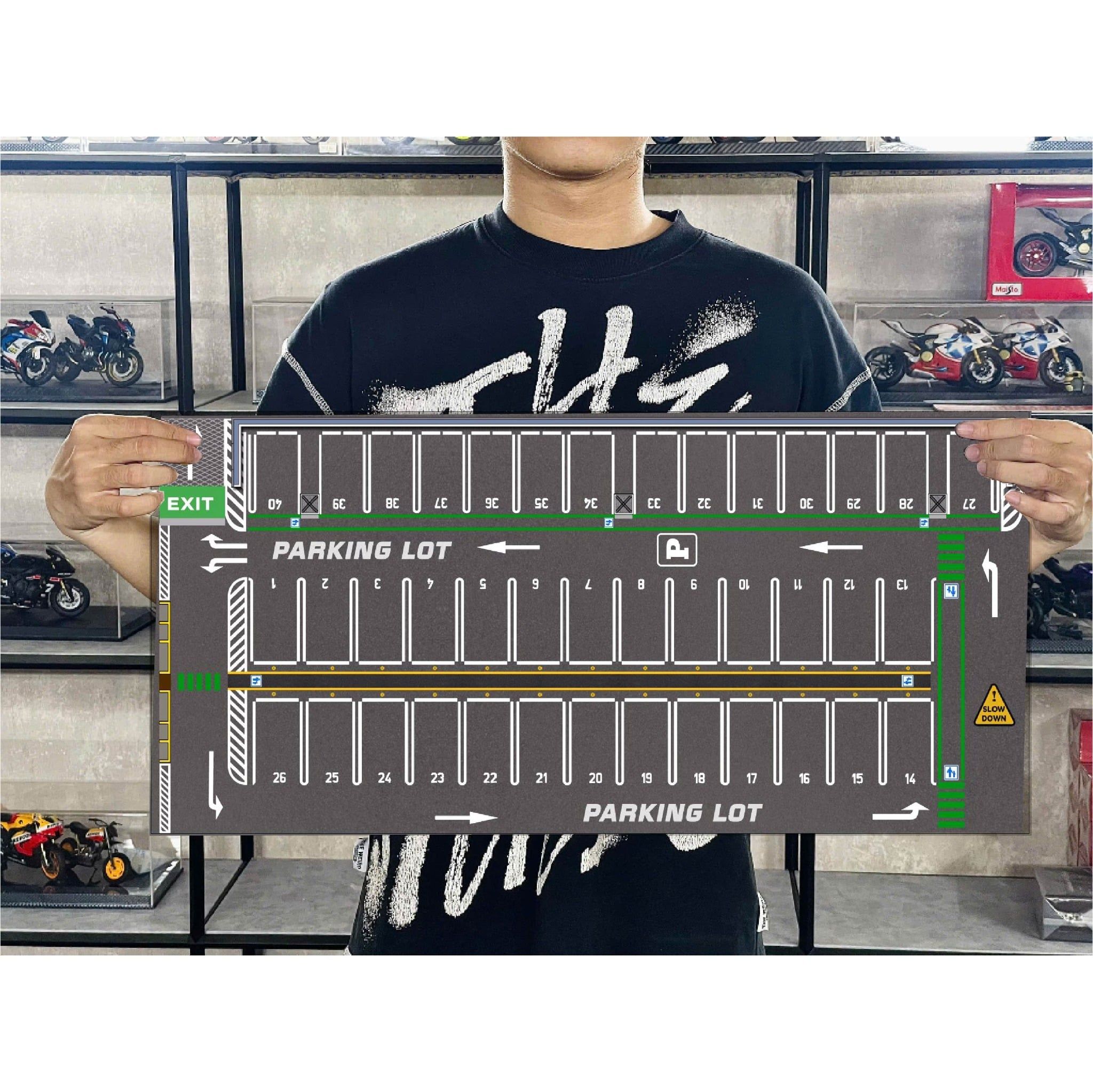  Diorama mô phỏng mặt đường - bãi đỗ xe - pit race in PP cán mờ chống nước bụi bẩn kích cỡ 90x40cm tỉ lệ 1:64 Autono1 DR602 