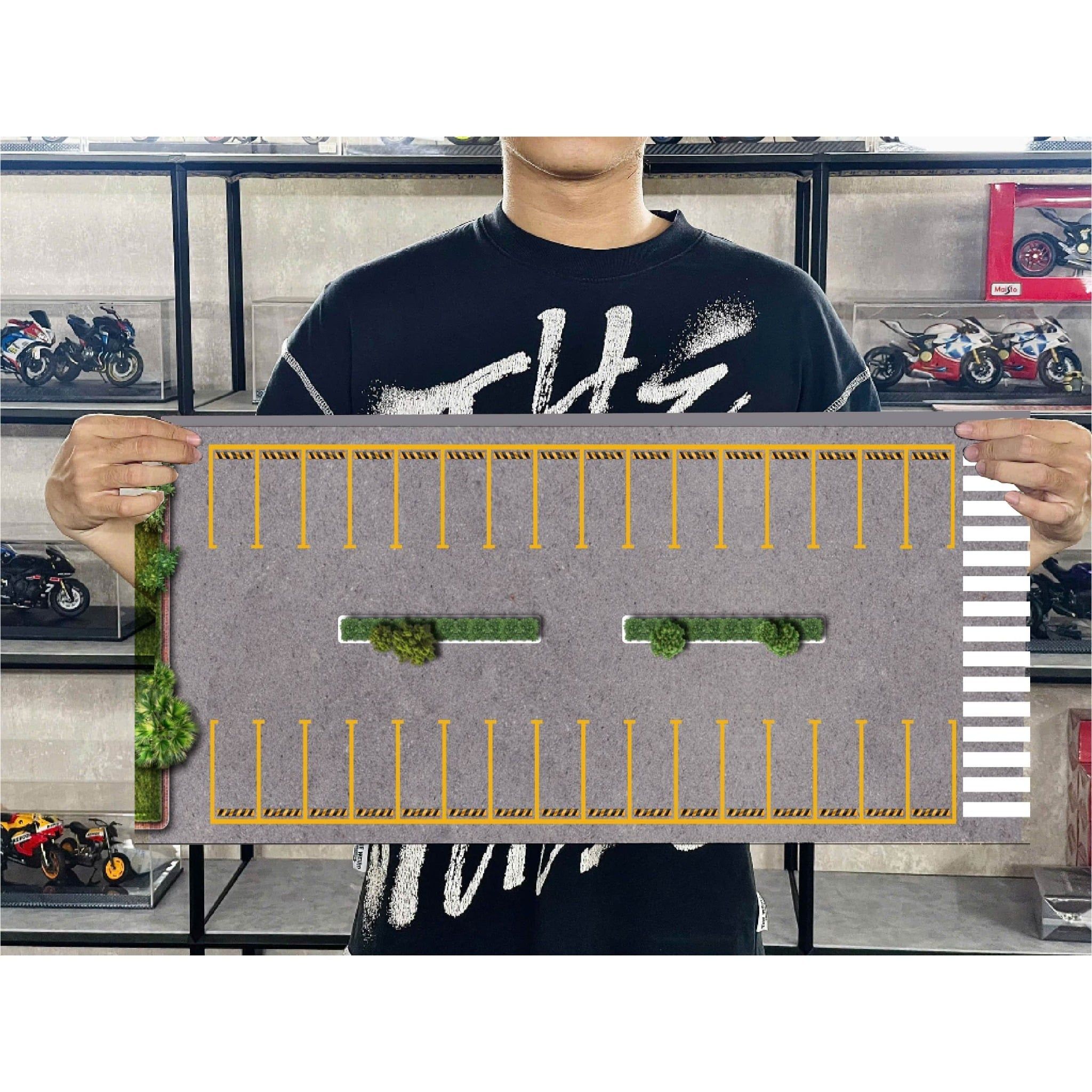  Diorama mô phỏng mặt đường - bãi đỗ xe - pit race in PP cán mờ chống nước bụi bẩn kích cỡ 90x40cm tỉ lệ 1:64 Autono1 DR602 
