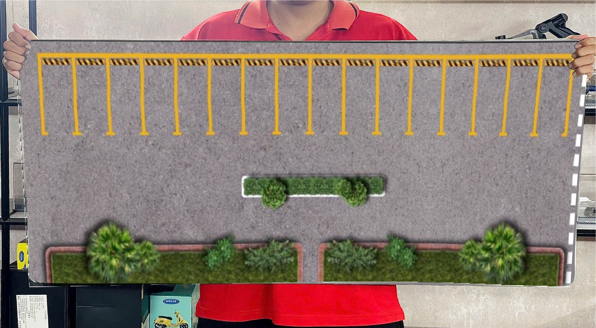  Diorama mô phỏng mặt đường - bãi đỗ xe - pit race in PP cán mờ chống nước bụi bẩn kích cỡ 80x30cm tỉ lệ 1:64 Autono1 DR603 