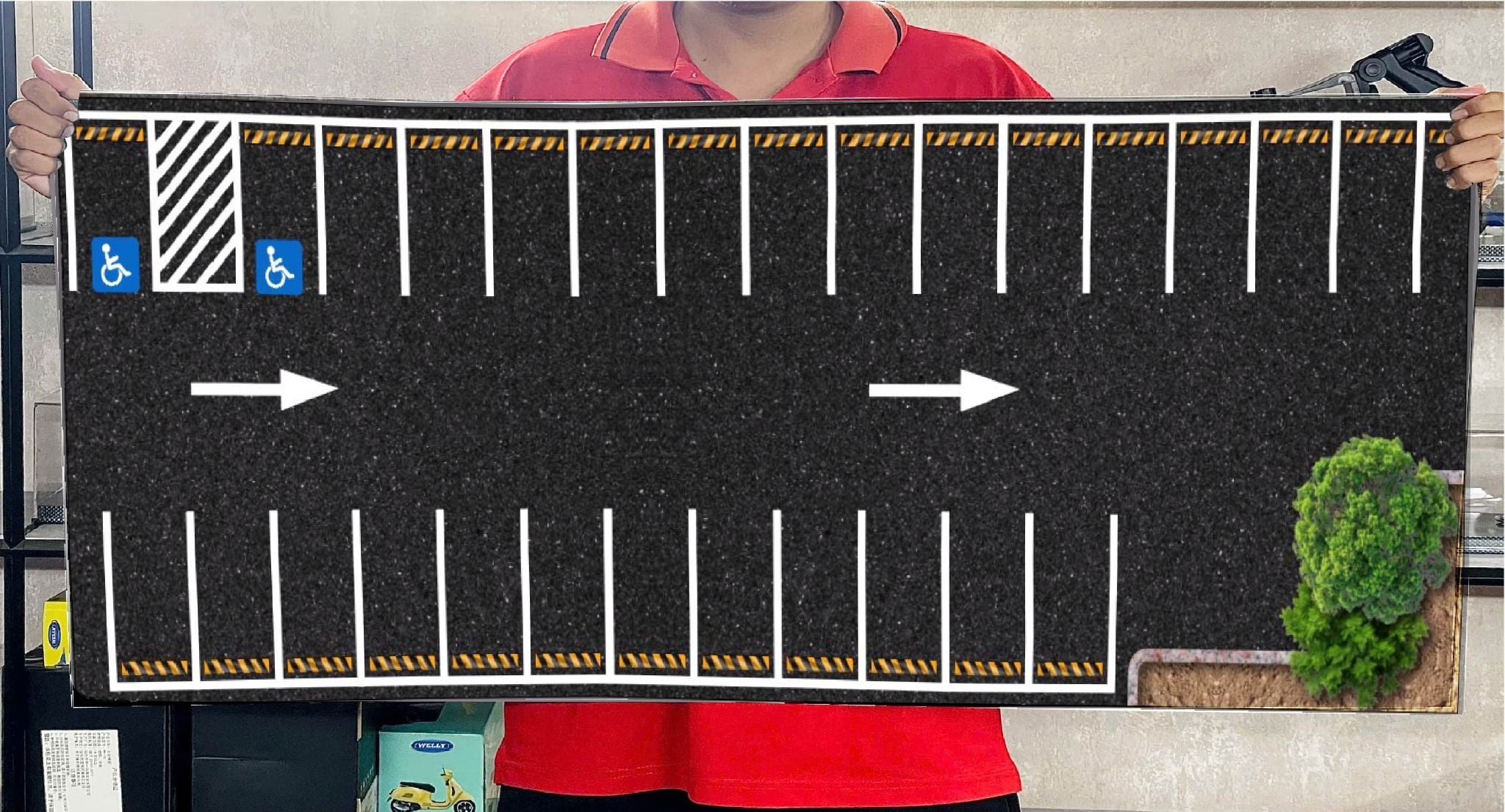  Diorama mô phỏng mặt đường - bãi đỗ xe - pit race in PP cán mờ chống nước bụi bẩn kích cỡ 80x30cm tỉ lệ 1:64 Autono1 DR603 