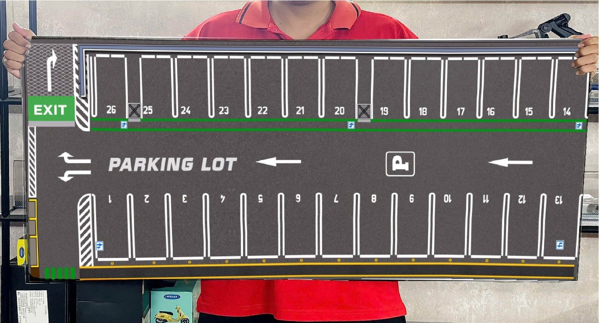  Diorama mô phỏng mặt đường - bãi đỗ xe - pit race in PP cán mờ chống nước bụi bẩn kích cỡ 80x30cm tỉ lệ 1:64 Autono1 DR603 