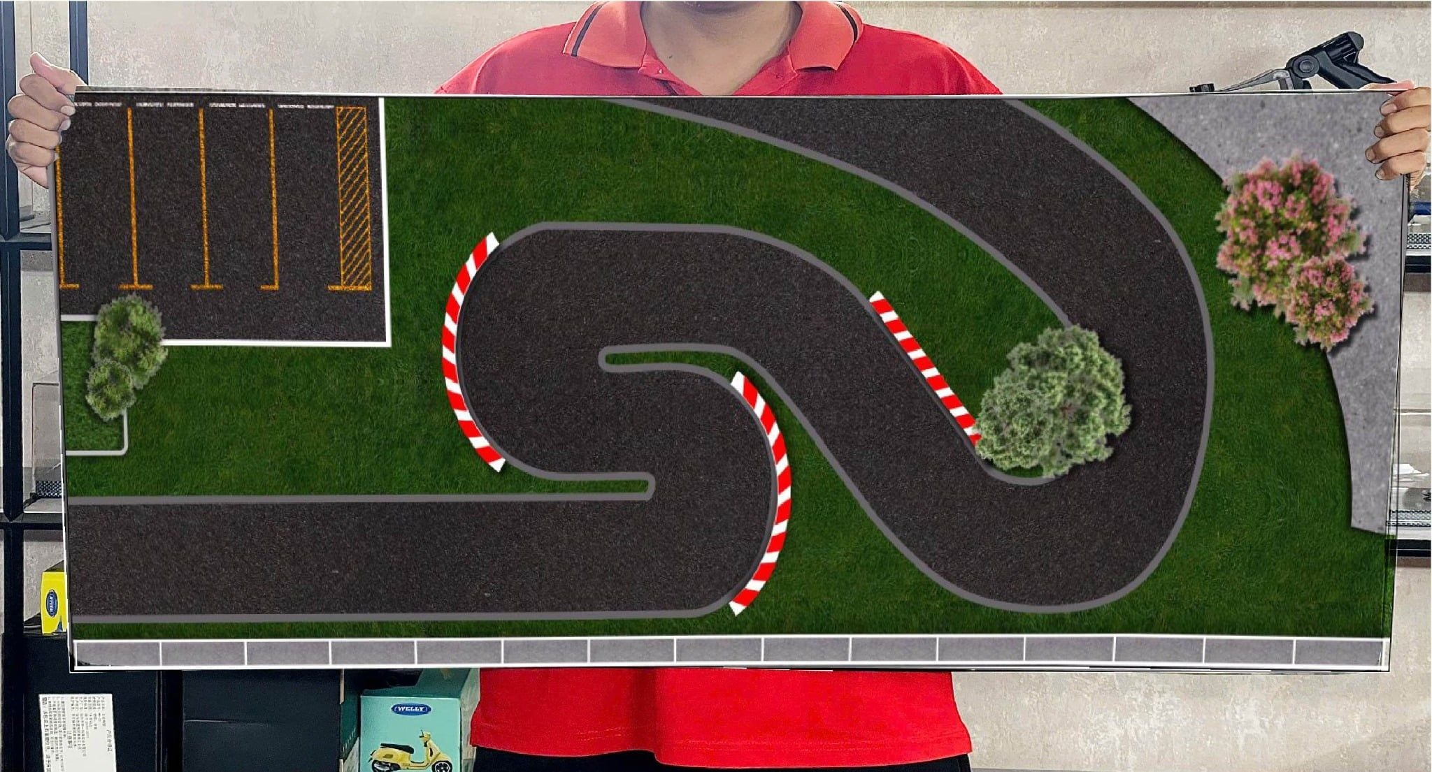  Diorama mô phỏng mặt đường - bãi đỗ xe - pit race in PP cán mờ chống nước bụi bẩn kích cỡ 80x30cm tỉ lệ 1:64 Autono1 DR603 