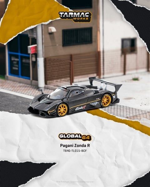  Mô hình xe Pagani Zonda R Matte Exposed Carbon Fiber tỉ lệ 1:64 Tarmac Works T64G-TL015-BCF 