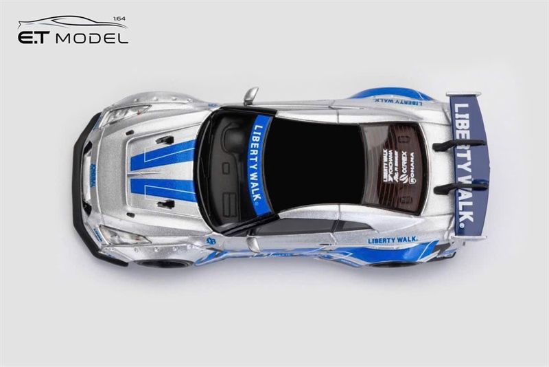  Mô hình xe Nissan GTR R35 LBWK LB FNF silver blue limited 499pcs tỉ lệ 1:64 ET model OT64768 