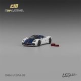  Mô hinh xe Pagani Utopia Bianco Benny with Blu Francia Carbon & Rosso Monza Stripe tỉ lệ 1:64 CM Model CM64-Utopia-08 