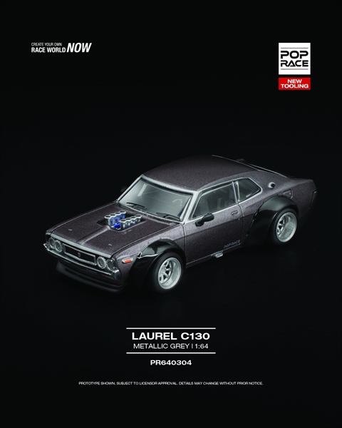  Mô hình xe Laurel C130 Metallic Grey New Tooling tỉ lệ 1:64 PopRace PR640304 