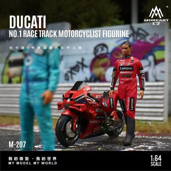  Mô hình nhân vật figure và xe mô tô Ducati #1 Circuit Rider Resin tỉ lệ 1:64 MoreArt MO222207 