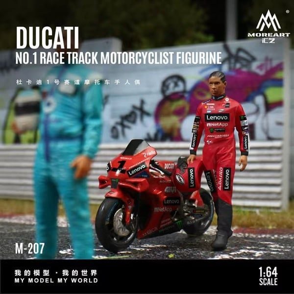  Mô hình nhân vật figure và xe mô tô Ducati #1 Circuit Rider Resin tỉ lệ 1:64 MoreArt MO222207 