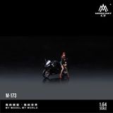  Mô hình nhân vật set xe và figure Yamaha R6 Black Pretty Girl Motorcycle Doll tỉ lệ 1:64 MoreArt MO222173 
