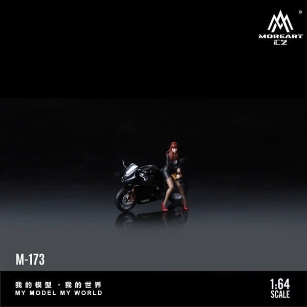  Mô hình nhân vật set xe và figure Yamaha R6 Black Pretty Girl Motorcycle Doll tỉ lệ 1:64 MoreArt MO222173 