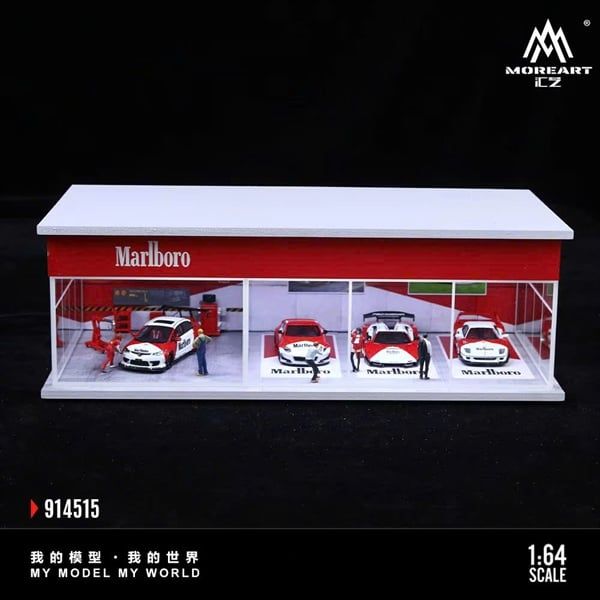  Hộp trưng bày mô phỏng showroom Malboro - Parking Showroom Scene có đèn kích thước 30cm x 15cm x 10cm tỉ lệ 1:64 MoreArt MO914515 
