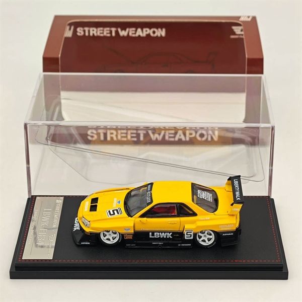  Mô hình xe NISSAN GT-R ER34 #5 LBWK Yellow tỉ lệ 1:64 Street Weapon OT64479 