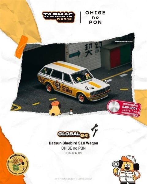  Mô hình xe Datsun Bluebird 510 Wagon OHIGE no PON tỉ lệ 1:64 Tarmac T64G-026-ONP 