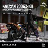  Set mô hình nhân vật và xe mô tô Kawasaki 2006 ZX-10R Claw Livery Cool Action Figure Set Resin tỉ lệ 1:64 MoreArt MO222221 