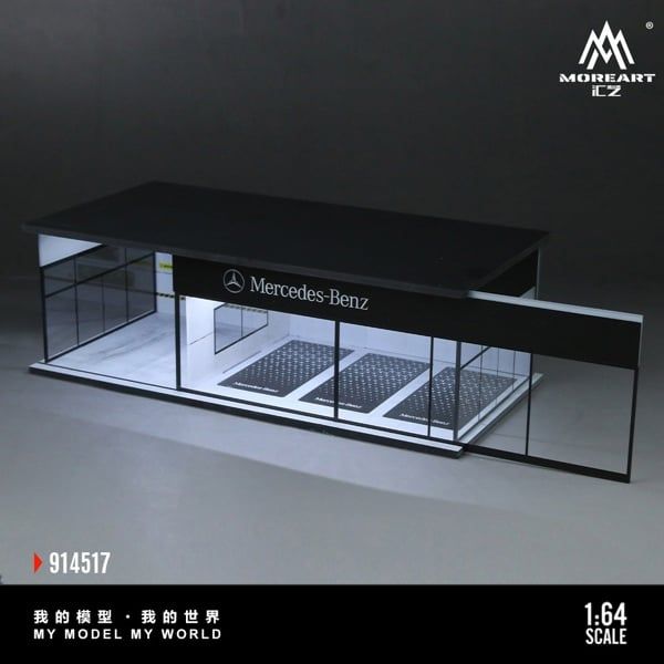 Hộp trưng bày mô phỏng showroom Mercedes-Benz Parking Scene có đèn kích thước 30cm x 15cm x 10cmtỉ lệ 1:64 MoreArt MO914517 