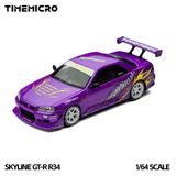  Mô hình xe Skyline GT-R R34 “Drift Flame” Purple tỉ lệ 1:64 Time Micro TM800506 