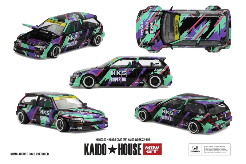  Mô hình xe Honda Civic (EF) Kaido Works HKS tỉ lệ 1:64 Kaido House KHMG303 