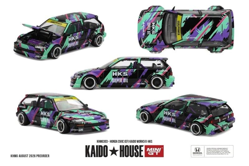  Mô hình xe Honda Civic (EF) Kaido Works HKS tỉ lệ 1:64 Kaido House KHMG303 