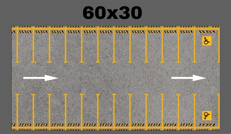  Phụ kiện thảm sa bàn chống trượt mô phỏng diorama bãi đỗ xe/ Parking lot kích thước 60x30cm tỉ lệ 1:64 Autono1 PT016 