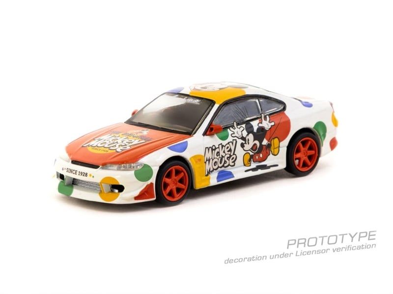  Mô hình xe Nissan Silvia (S15) VERTEX Mickey Mouse bản card tỉ lệ 1:64 Tarmac Works T64G-023-MK 