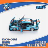  Mô hình xe BMW E30 modified version crome blue Gulf racing mở được capo tỉ lệ 1:64 Demon kings DKA-058 