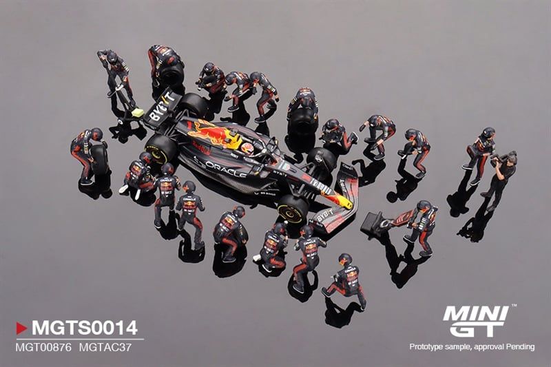  Set Oracle Red Bull Racing RB19 #1 Max Verstappen 2023 F1 2023 Japanese Grand Prix Pit Crew tỉ lệ 1:64 MiniGT MGTS0014 