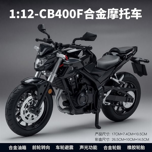  Mô hình xe Honda CB400F có đèn - âm thanh nhún được phuộc trước - sau tỉ lệ 1:12 Alloy model M12-19 