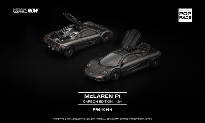  Mô hình xe đua McLaren F1 full carbon fiber edition mở được nắp máy tỉ lệ 1:64 Poprace PR640164 