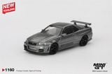  Mô hình xe Nissan Skyline GT-R Dark Metal Gray (NISMO BNR34 CRS Version) bản card tỉ lệ 1:64 MiniGT MGT01160 HAVE CHASE CAR 