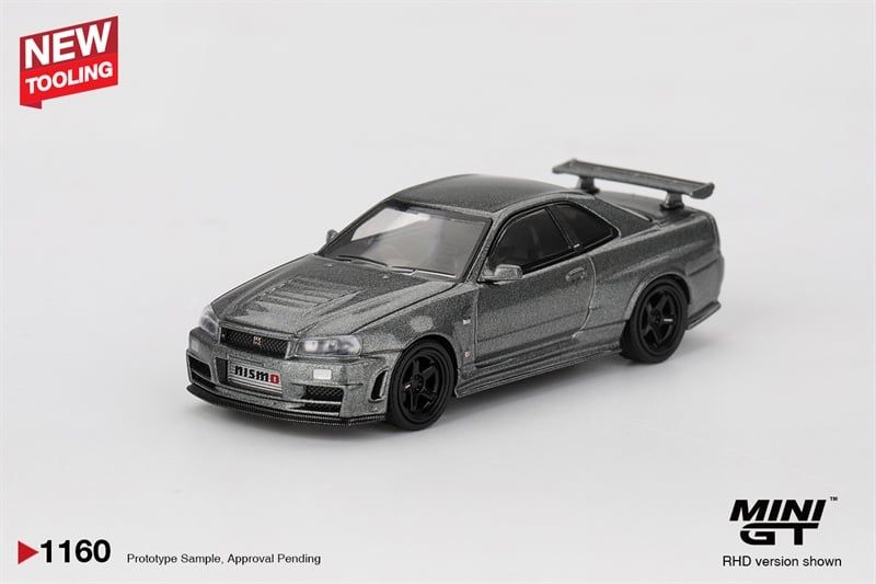  Mô hình xe Nissan Skyline GT-R Dark Metal Gray (NISMO BNR34 CRS Version) bản card tỉ lệ 1:64 MiniGT MGT01160 HAVE CHASE CAR 