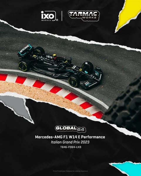  Mô hình xe đua Mercedes-AMG F1 W14 E Performance Italian Grand Prix 2023 - Lewis Hamilton tỉ lệ 1:64 Tarmac WorksT64G-F064-LH3 