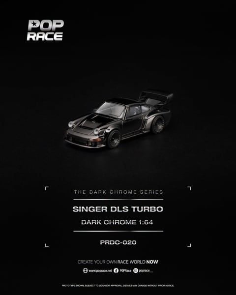  Mô hình xe Singer DLS Turbo Dark Chrome tỉ lệ 1:64 Pop Race PRDC020 