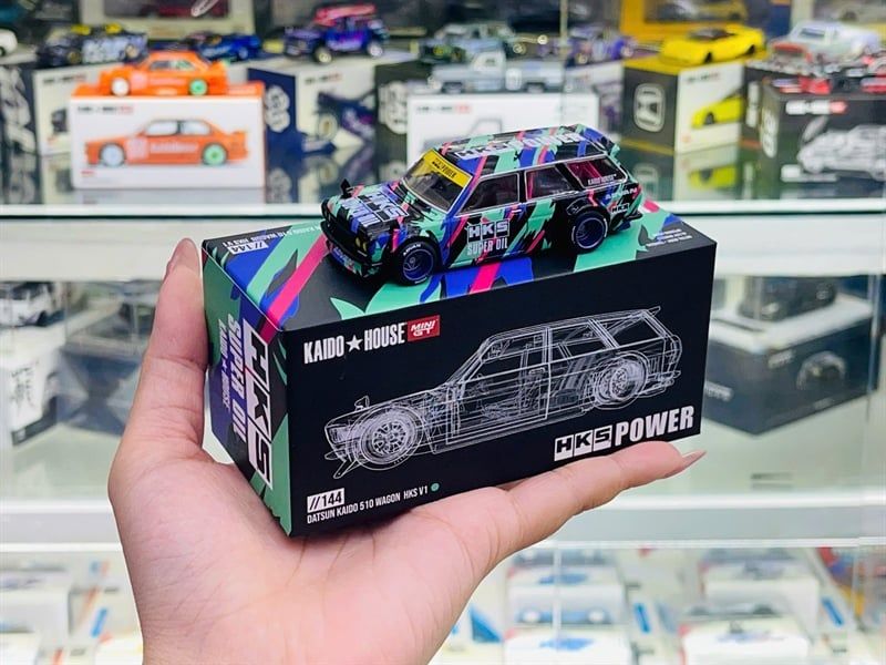  [Hàng Loose] Mô hình xe DATSUN 510 WAGON HKS V1 tỉ lệ 1:64 Kaido House KHMG144L (Loose) 