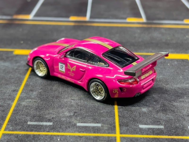  [Hàng Loose] Mô hình xe Porsche RWB Rauh Welt 997 AVA pink tỉ lệ 1:64 Poprace PR640187 