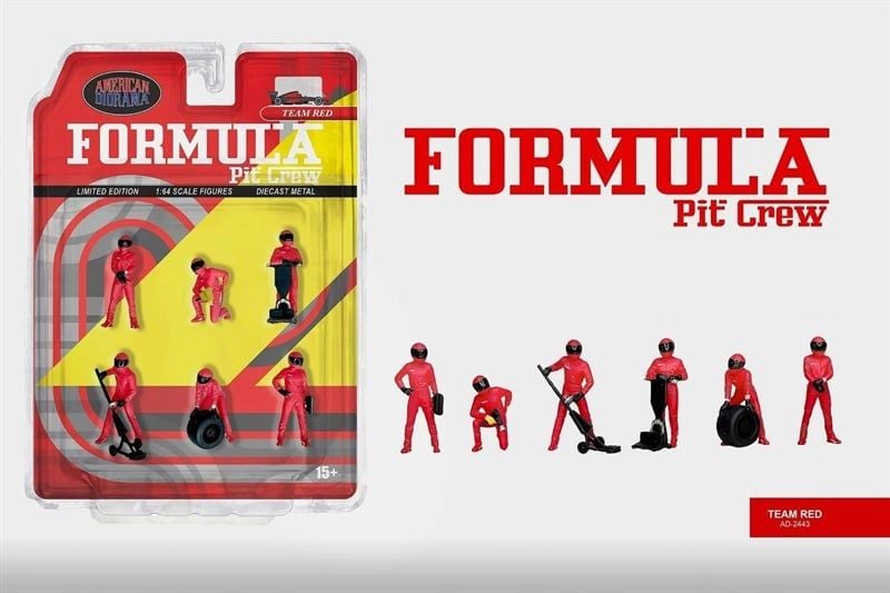  Set mô hình nhân vật figure F1 Formular Team Red kim loại tỉ lệ 1:64 American Diorama AD-2443 