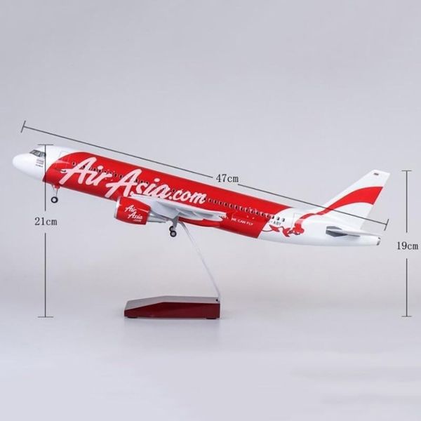  Mô hình máy bay Asia Air A320-200 có bánh xe kích thước 47cm no led MB47114 
