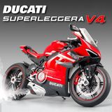  Mô hình xe Ducati V4 Superleggera có động cơ - Nồi quay được - phun khói khi vặn ga - kèm ben nâng tỉ lệ lớn 1:7 M92334 Alloy model MT06006 
