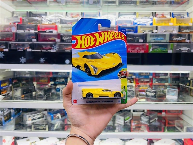  Mô hình xe Cadillac project GTP Hypercar yellow Hotwheels kim loại có bản quyền chính hãng tỉ lệ 1:64 C4982-CA 