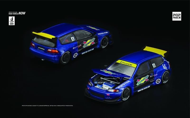  Mô hình xe Pandem Civic EG6 Blue/Black tỉ lệ 1:64 PopRace PR640365 