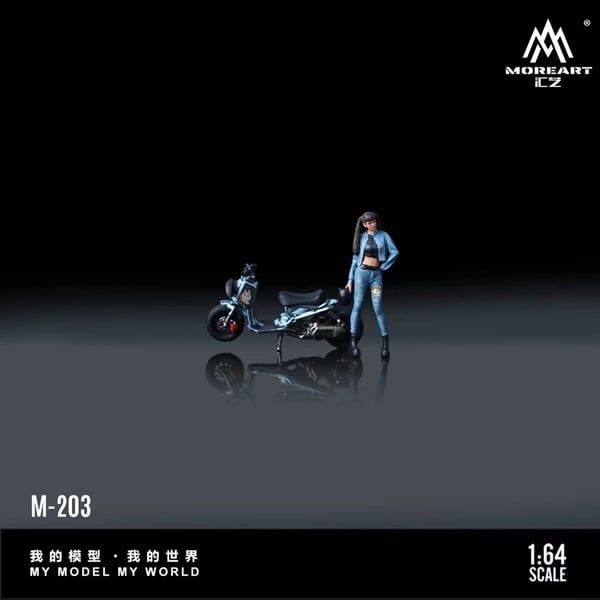  Mô hình nhân vật figure và xe Zuma Blue Rabu-Rabu Motorcycle resin tỉ lệ 1:64 MoreArt MO222203 