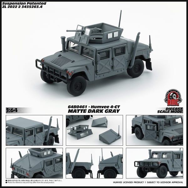  Mô hình xe Humvee CT-4 Matte Dark Grey BMC model 64B0461 