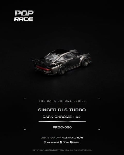 Mô hình xe Singer DLS Turbo Dark Chrome tỉ lệ 1:64 Pop Race PRDC020 