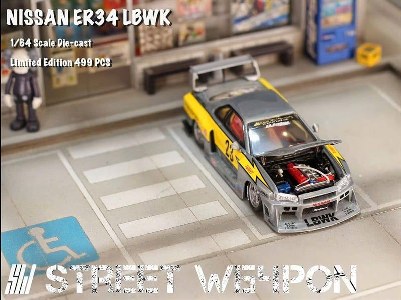  Mô hình xe Nissan ER34 LBWK alloy car model tỉ lệ 1:64 Street Weapon OT64486 
