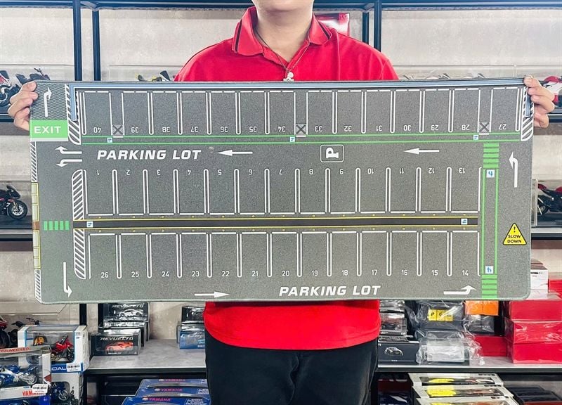  Phụ kiện thảm sa bàn chống trượt mô phỏng diorama bãi đỗ xe/ Parking lot đường xe chạy kích thước 90x40cm cho mô hình xe 1:64 Autono1 PT014 